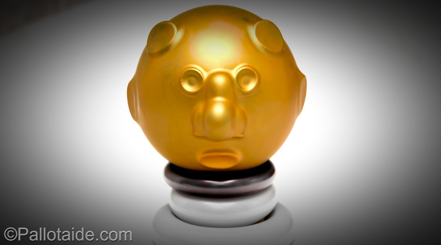 golden face statue - made using 100% latex balloons by Pallotaide - tehty pelkistä lateksi-ilmapalloista. Kultaiset kasvot.